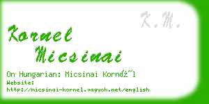 kornel micsinai business card